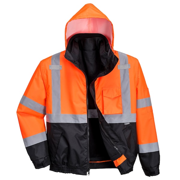 Portwest Hi-Vis 3in1 Premium Bomber Jkt, 100% Polyester, Orange/Black, M US365 - main