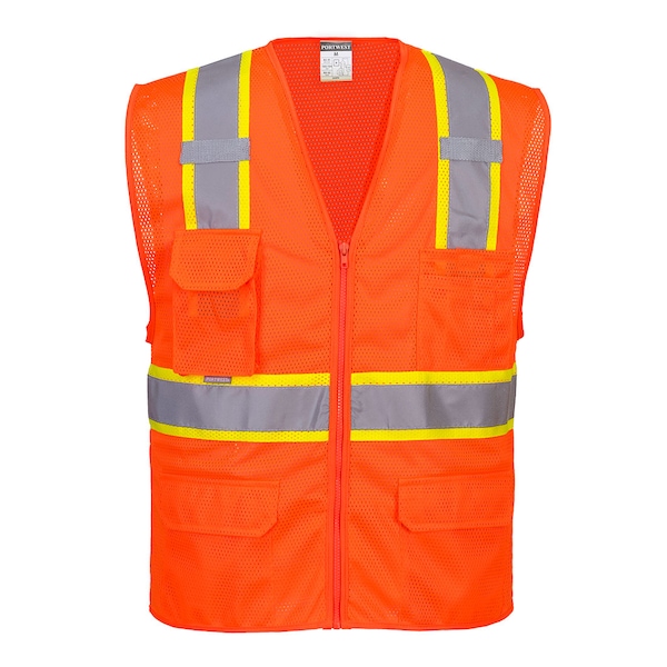 Portwest Orlando Hi-Vis Vest L Class 2 , Zipper 6 Pockets, 2 Mic Tab US374 - main