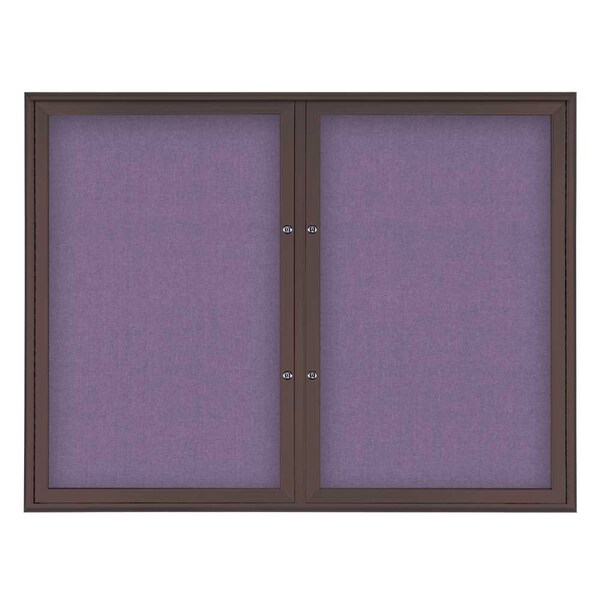 United Visual Products Double Door Radius Plus Corkboard, 42"X UV8002PLUS5-BRONZE-AMETHY - main