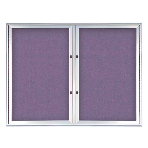 United Visual Products Double Door Radius Plus Corkboard, 42"X UV8002PLUS5-SATIN-AMETHY - main