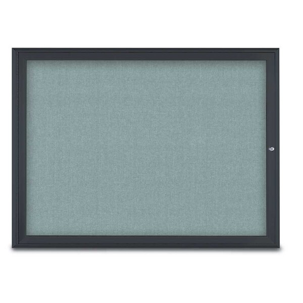 United Visual Products Single Door Radius Corkboard, 48"X36", B UV80031-BLACK-CLOUD - main