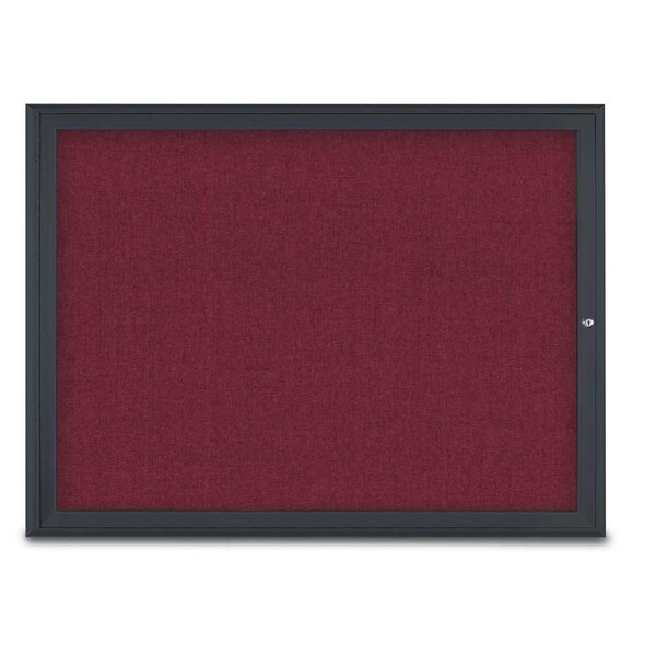 United Visual Products Single Door Radius Corkboard, 48"X36", B UV80031-BLACK-DBURGU - main