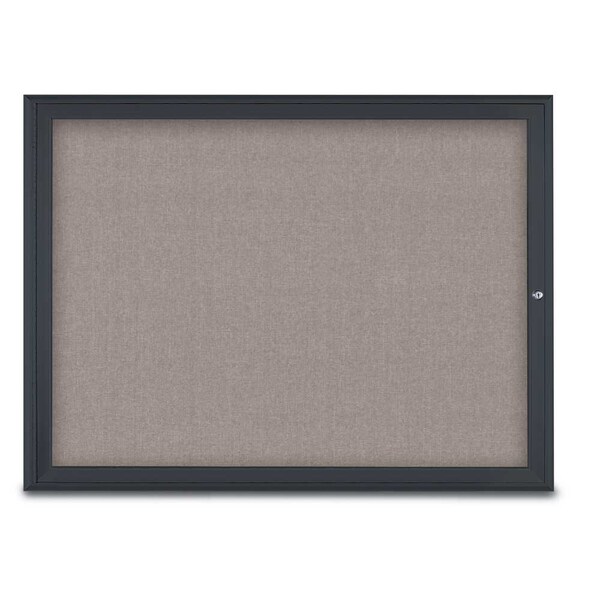 United Visual Products Single Door Radius Corkboard, 48"X36", B UV80031-BLACK-PEARL - main
