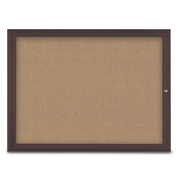 United Visual Products Single Door Radius Corkboard, 48"X36", B UV80031-BRONZE-BUFF - main