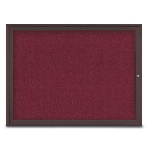United Visual Products Single Door Radius Corkboard, 48"X36", B UV80031-BRONZE-DBURGU - main