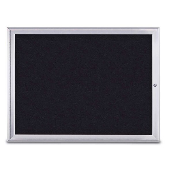 United Visual Products Single Door Radius Corkboard, 48"X36", S UV80031-SATIN-RUBBER - main