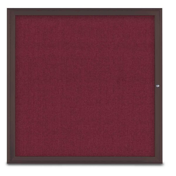 United Visual Products Single Door Radius Corkboard, 48"X48", B UV800348-BRONZE-DBURGU - main