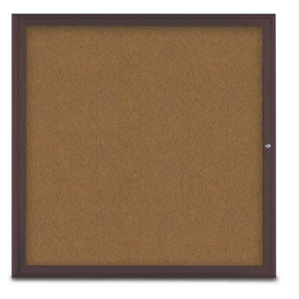 United Visual Products Single Door Radius Corkboard, 48"X48", B UV800348-BRONZE-FORBO - main