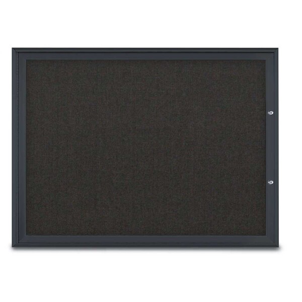 United Visual Products Single Door Radius Plus Corkboard, 48"X UV8003PLUS1-BLACK-BLACK - main