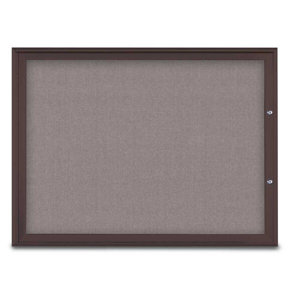 United Visual Products Single Door Radius Plus Corkboard, 48"X UV8003PLUS1-BRONZE-SURF - main