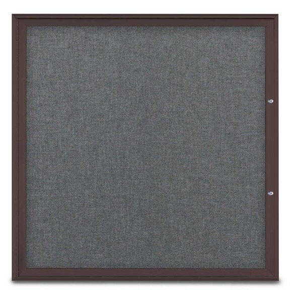 United Visual Products Single Door Radius Plus Corkboard, 48"X UV8003PLUS48-BRONZE-MEDGRY