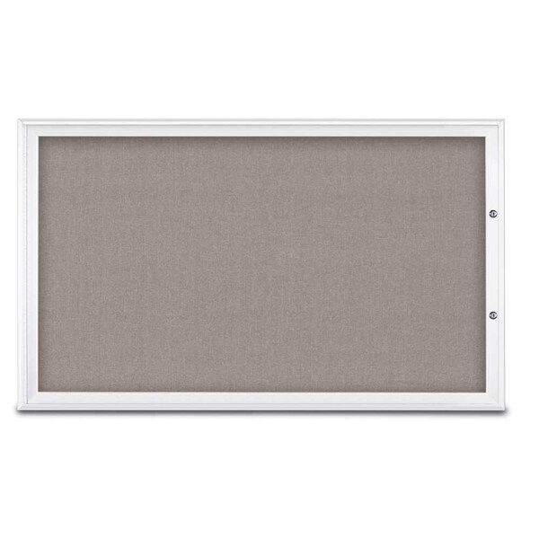 United Visual Products Single Door Radius Plus Corkboard, 60"X UV8004PLUS1-WHITE-PEARL