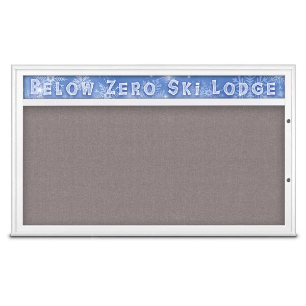 United Visual Products Single Door Radius Plus Corkboard With H UV8014PLUS1-WHITE-SURF