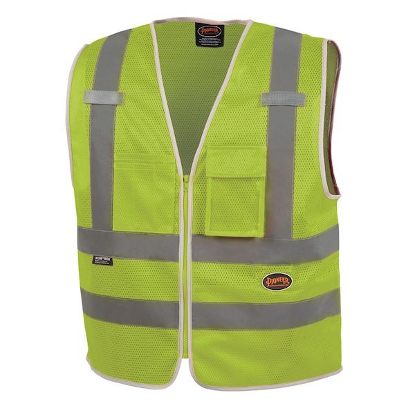 Pioneer Mesh Safety Vest, Green, XL, 2 Stripe V1025260UXL Zoro