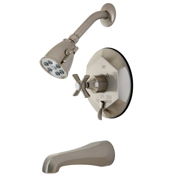 Kingston Brass Tub and Shower Faucet, Standard, 3, Wall Mount, Brushed Nickel VB46380ZX - main