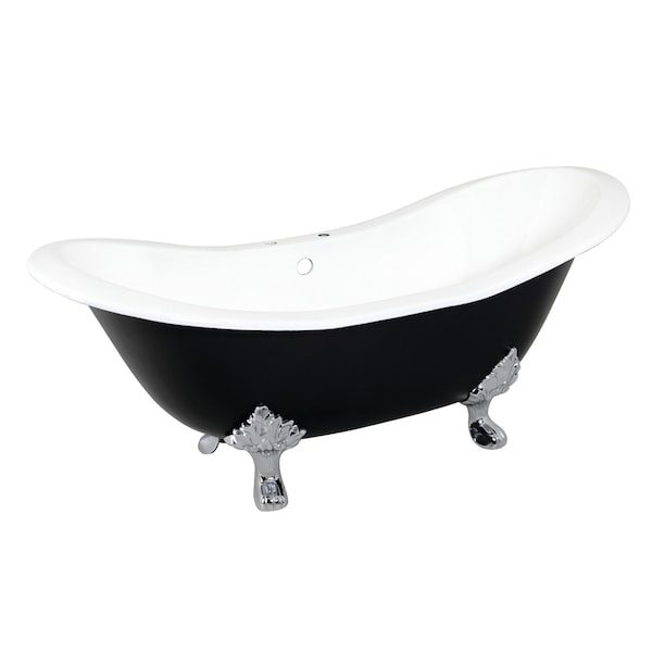 Kingston Brass VBT7D7231NC1 72" Double Slipper Clawfoot, 72.06" L, 30.88" W, Black/White/Polished Chrome, Center VBT7D7231NC1 - main