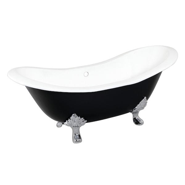 Kingston Brass VBTND7231NC1 72" Double Slipper Clawfoot, 72.06" L, 30.88" W, Black/White/Polished Chrome, Center VBTND7231NC1 - main