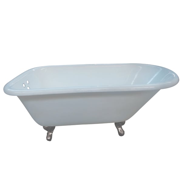 Kingston Brass VCT3D543019NT8 54" Cast Iron Roll Top Cl, 54" L, 30.13" W, White/Brushed Nickel, Cast iron VCT3D543019NT8 - main