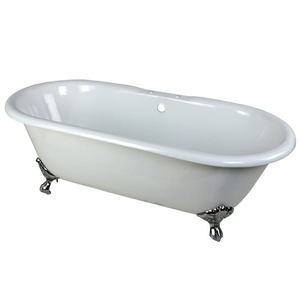Kingston Brass VCT7D663013NB1 66" Cast Iron Double Ende, 66" L, 30" W, White/Polished Chrome, Cast iron, Center VCT7D663013NB1 - main