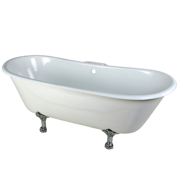 Kingston Brass VCT7D6728NH1 67" Cast Iron Double Slippe, 66.88" L, 27.56" W, White/Polished Chrome, Cast iron VCT7D6728NH1 - main