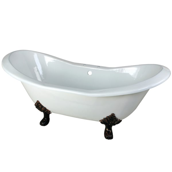 Kingston Brass VCT7D7231NC5 72" Cast Iron Double Slippe, 72.06" L, 30.88" W, White/Oil Rubbed Bronze, Cast iron VCT7D7231NC5 - main