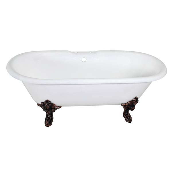 Kingston Brass VCT7DE7232NL5 Clawfoot Tub, 71.63" L, 31.5" W, White/Oil Rubbed Bronze, Cast iron, Center VCT7DE7232NL5 - main