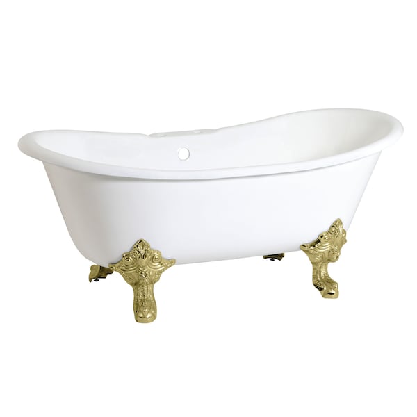 Kingston Brass VCT7DS6731NL2 Clawfoot Tub, 66.94" L, 30.13" W, White/Polished Brass, Cast iron, Center VCT7DS6731NL2 - main