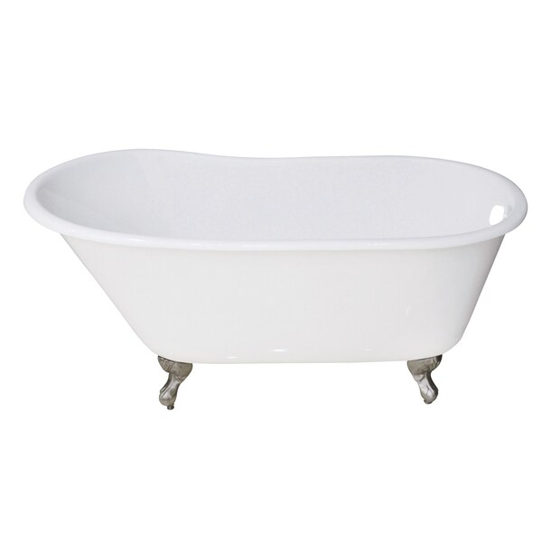 Kingston Brass VCTND5328NT1 53" Cast Iron Slipper Clawf, 53" L, 25" W, White/Polished Chrome, Cast iron VCTND5328NT1 - main