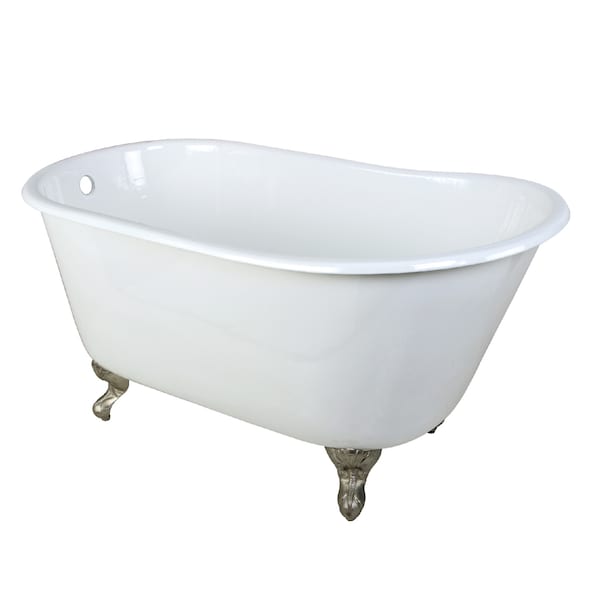 Kingston Brass VCTND5328NT8 53" Cast Iron Slipper Clawf, 53" L, 25" W, White/Brushed Nickel, Cast iron, Reversible VCTND5328NT8 - main