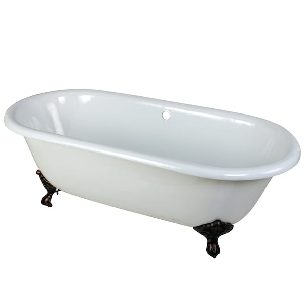Kingston Brass VCTND663013NB5 66" Cast Iron Double Ende, 66" L, 30" W, White/Oil Rubbed Bronze, Cast iron, Center VCTND663013NB5 - main