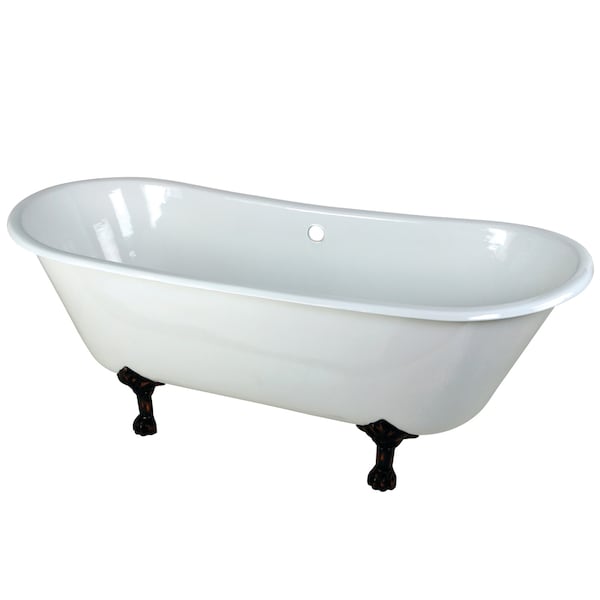 Kingston Brass VCTND6728NH5 67" Cast Iron Double Slippe, 66.88" L, 27.56" W, White/Oil Rubbed Bronze, Cast iron VCTND6728NH5 - main