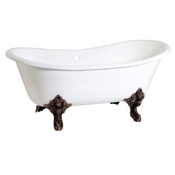 Kingston Brass VCTNDS6731NL5 Clawfoot Tub, 67.31" L, 28.94" W, White/Oil Rubbed Bronze, Cast iron, Center VCTNDS6731NL5 - main