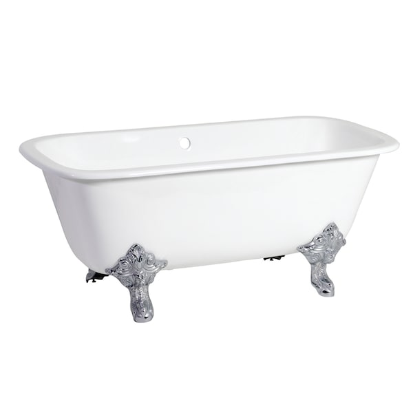 Kingston Brass VCTQND6732NL1 Clawfoot Tub, 66.56" L, 31.06" W, White/Polished Chrome, Cast iron, Center VCTQND6732NL1 - main