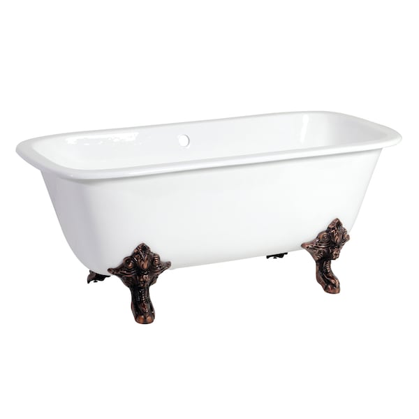 Kingston Brass VCTQND6732NL5 Clawfoot Tub, 66.56" L, 31.06" W, White/Oil Rubbed Bronze, Cast iron, Center VCTQND6732NL5 - main