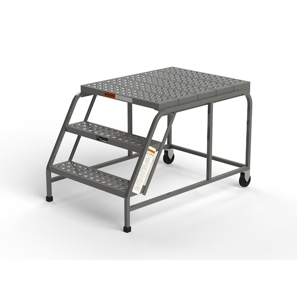 Ega Products Mobile Work Platform, 3 Steps, 30"W x 36"D Platform, Perforated Tread, No Handrails W027 - main