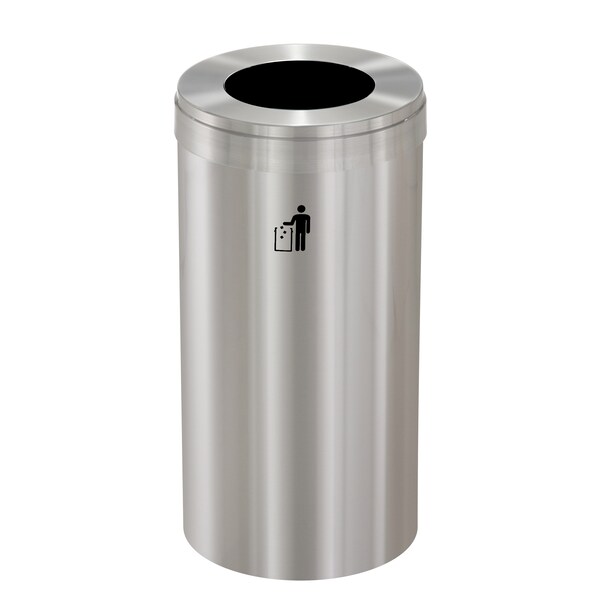 Glaro Waste Receptacle, No Liner, 23 gal., Silver W-1542SA-SA-W1 - main