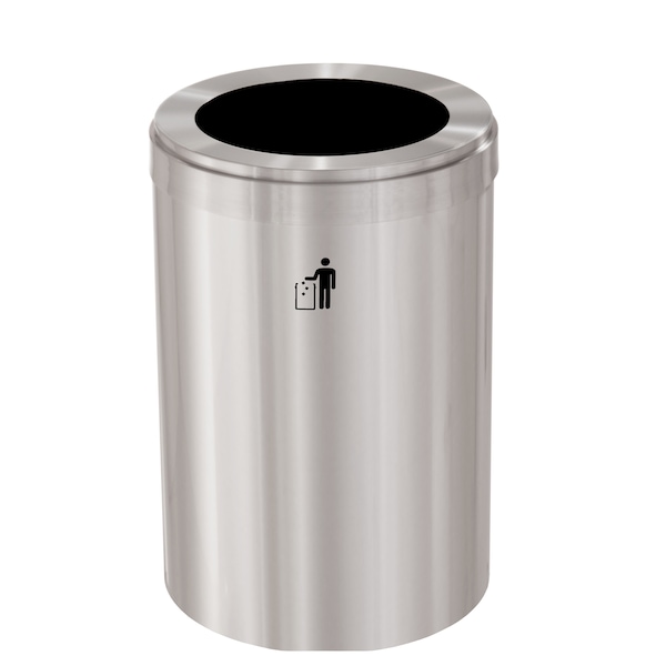 Glaro Waste Receptacle, No Liner, 41 gal., Silver W-2042SA-SA-W1 - main