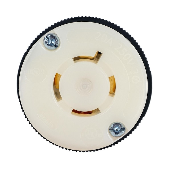 Hubbell Wiring Device-Kellems Locking Connector, L15-20R, 20 A, 250V AC, Three Phase, 3 Pole, Spring Clamp Terminals HBL2423ST - main