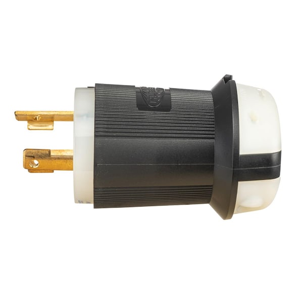 Hubbell Wiring Device-Kellems Locking Plug, L6-30P, 30 A, 250V AC, Single Phase, 2 Pole, Spring Clamp Terminals, Black, White HBL2621ST - main