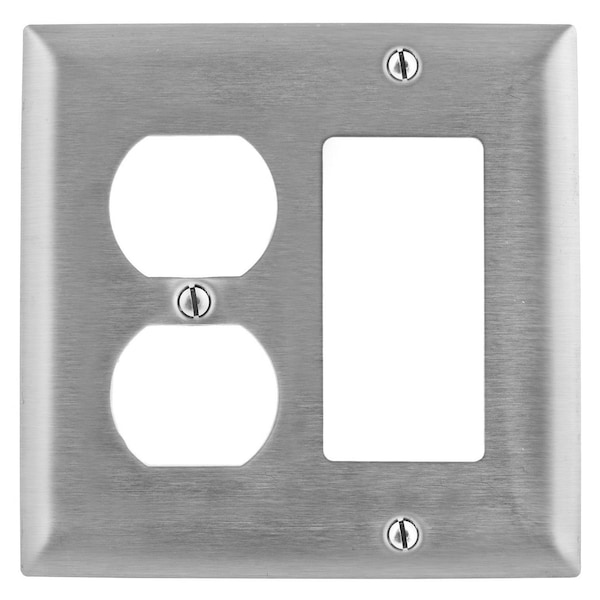 Hubbell Wiring Device-Kellems GFCI Opening Wall Plates, Number of Gangs: 2 Stainless Steel, Brushed Finish SS826 - main