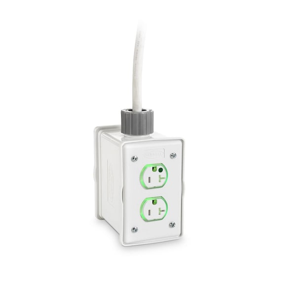 Hubbell Wiring Device-Kellems Cord Reel With Hand Lamp, Spring Retracted, Hospital Grade NEMA 5-20R, 12 AWG, White Reel Color HBLIWC45123R220HG - main