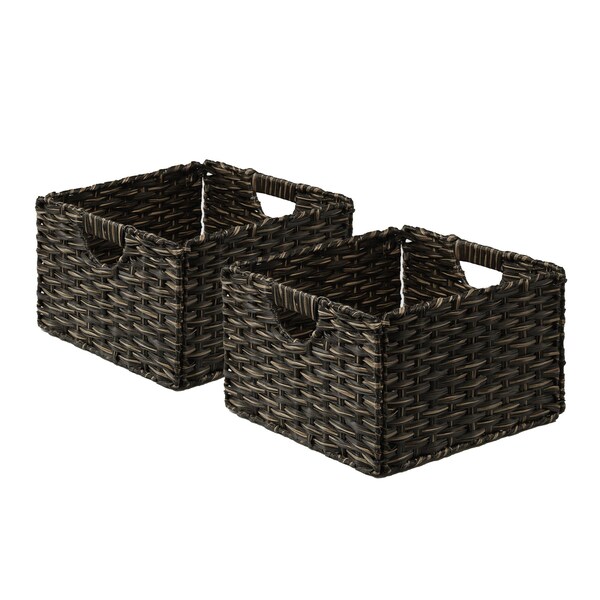 Seville Classics Handwoven Basket, Mocha Brown, PK2 WEB654 - main