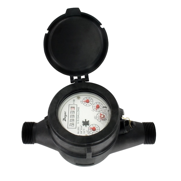 Dwyer Instruments Multi-Jet water meter, 3/4" x 1" pipe size, NSF Certified, brass body with 0.1 gal pulse output. WNT-A-C-05 - main
