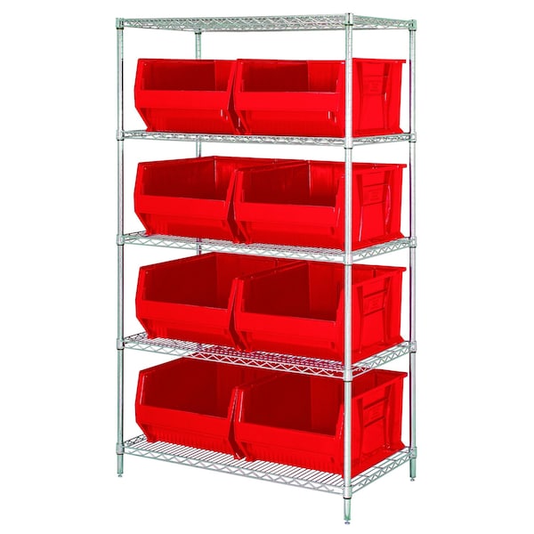 Quantum Storage Systems Shelving Unit, 42 in W x 74 in H x 24 in D, 5 Shelves WR5-955RD - main
