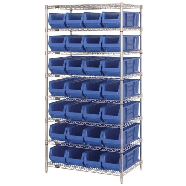 Quantum Storage Systems Shelving Unit, 36 in W x 74 in H x 30 in D, 8 Shelves WR8-970BL - main