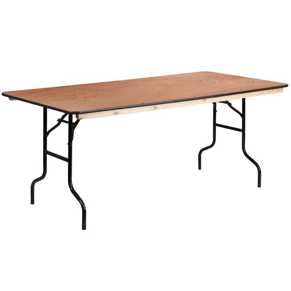 Flash Furniture Rectangle Folding Table , 36" X 72" X 30" , Wood Top, Natural XA-3672-P-GG