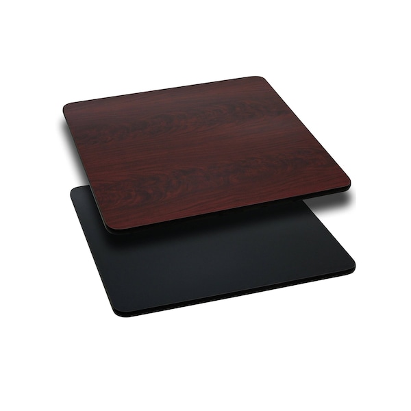 Flash Furniture Square Square Table Top, Black or Mahogany Rever, 24" W, 24" L, 1.125" H, Black/Mahogany XU-MBT-2424-GG - main
