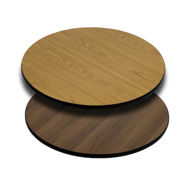Flash Furniture Round Round Table Top with Natural or Walnut R, 30" W, 30" L, 1.125" H, Laminate, Wood Grain XU-RD-30-WNT-GG - main