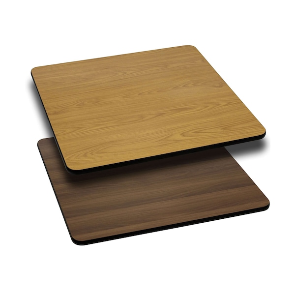 Flash Furniture Square Square Table Top, Natural or Walnut Rever, 24" W, 24" L, 1.125" H, Natural/Walnut XU-WNT-2424-GG - main