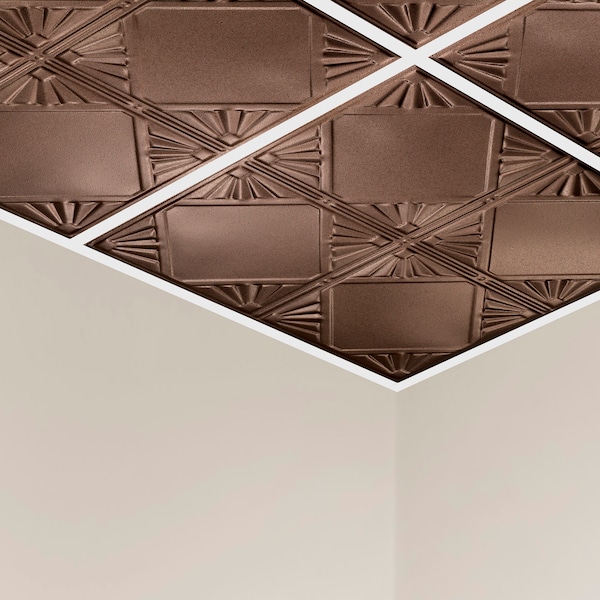 Great Lakes Tin Erie Ceiling Tile, 24 in W x 24 in L, 15/16 in Grid Size, 5 PK Y5605 - main